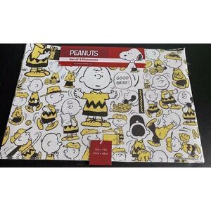 Peanuts Charlie Brown Good Grief! 4 Set PVC Placemats 19" X 13" Baseball New